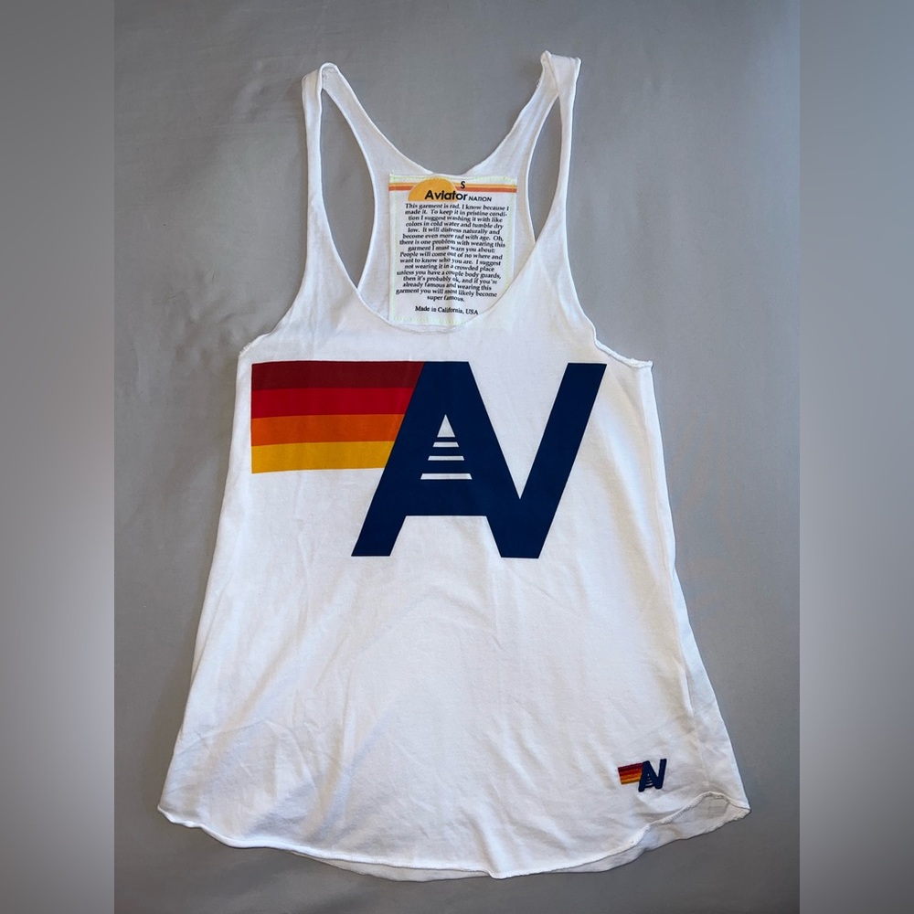 Aviator Nation White Logo Tank Top